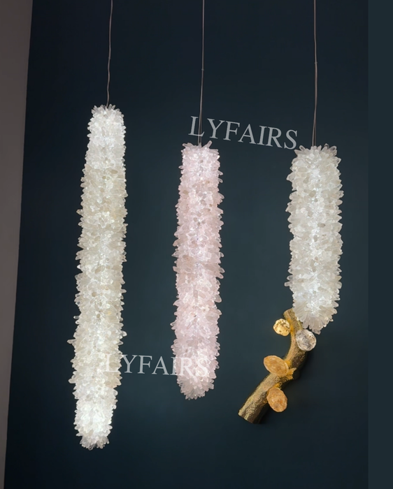 Modern Minimalist Vertical Natural Crystal Pillar Pendant Light