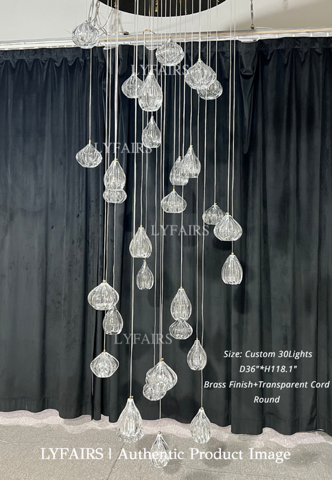 Modern Nordic Style Hand Blown Glass Pendant Crystal Chandelier for Dining Room/Living Room/Stairwell
