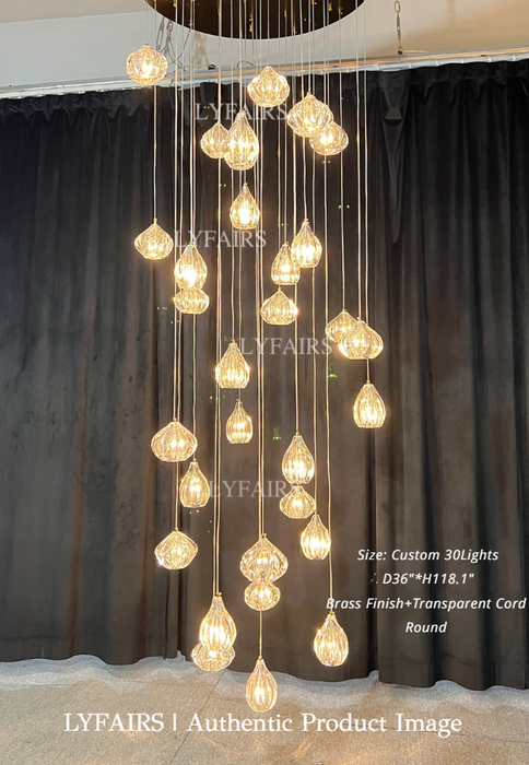 Modern Nordic Style Hand Blown Glass Pendant Crystal Chandelier for Dining Room/Living Room/Stairwell