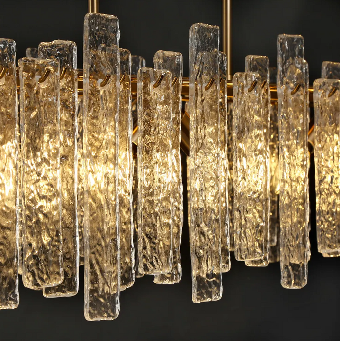 Modern Rectangular Clacier Glass Chandelier for Dining Room