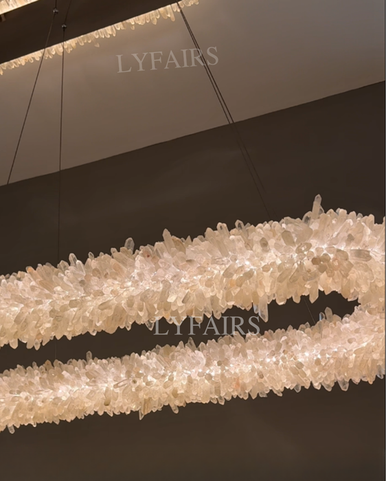 Modern Round/Oval/Linear/Square Natural Crystal Chandelier