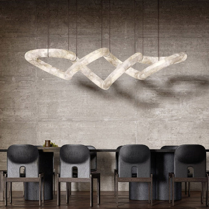 Modern Statement Infinity Wavy Twist Alabaster Chandelier