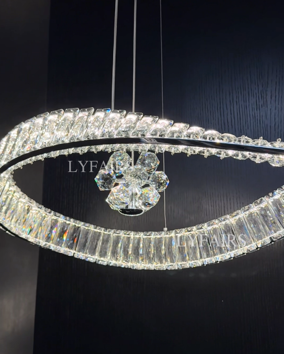 Modern Swirling Infinity Loop Crystal LED Linear Chandelier
