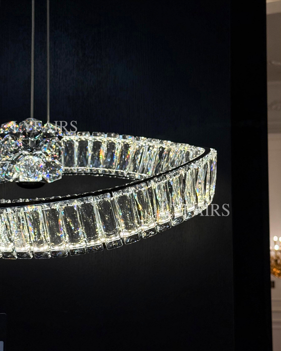 Modern Swirling Infinity Loop Crystal LED Linear Chandelier
