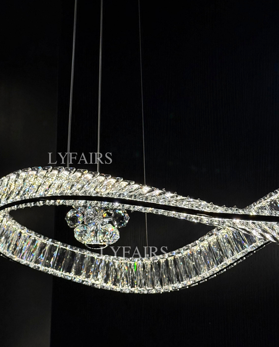 Modern Swirling Infinity Loop Crystal LED Linear Chandelier