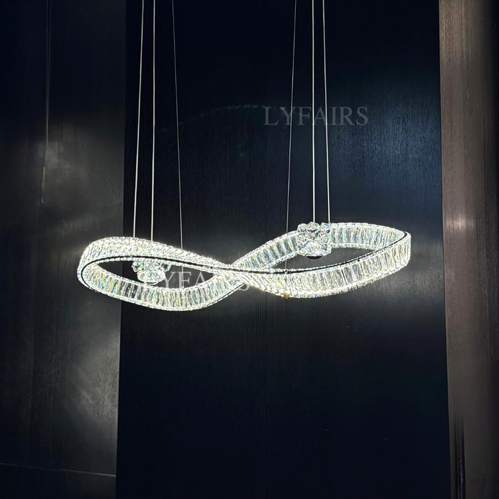 Modern Swirling Infinity Loop Crystal LED Linear Chandelier