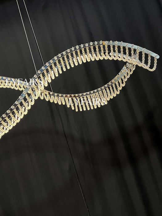 Modern Wavy Crystal Chandelier for Dining Room/Kitchen Island
