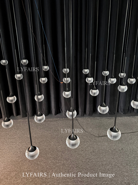 Nordic Minimalist Clear Ribbed Glass Globe Pendant Light
