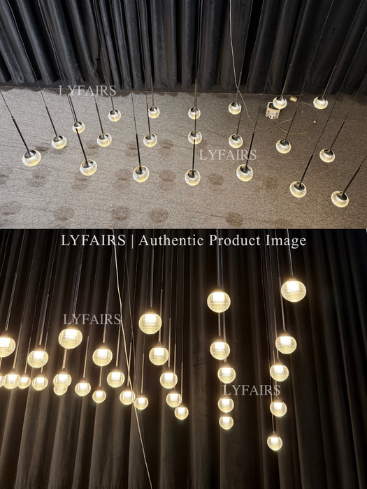 Nordic Minimalist Clear Ribbed Glass Globe Pendant Light