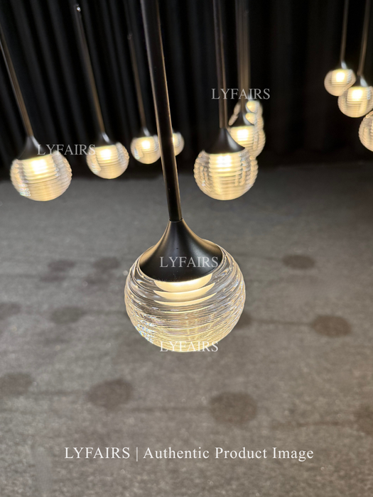 Nordic Minimalist Clear Ribbed Glass Globe Pendant Light