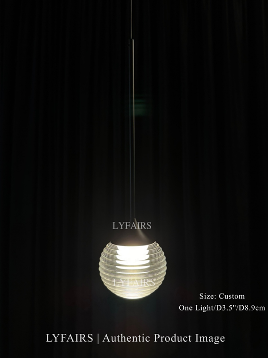 Nordic Minimalist Clear Ribbed Glass Globe Pendant Light