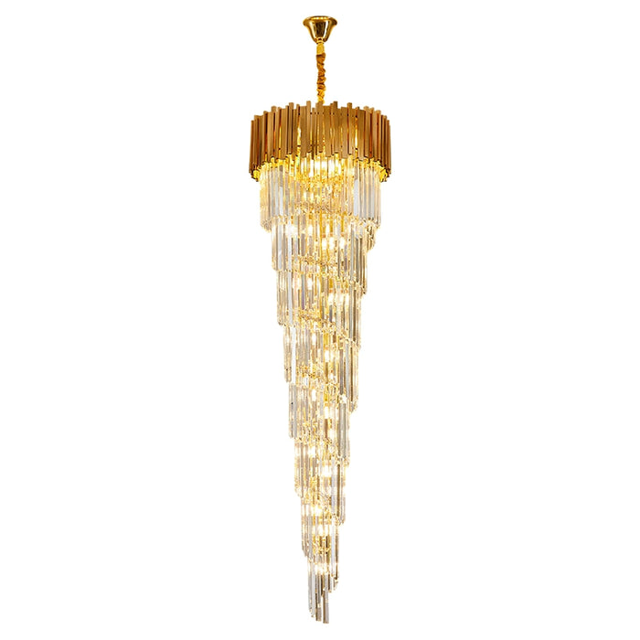 Lampadario di cristallo a spirale color oro di lusso per scale/foyer/ingresso