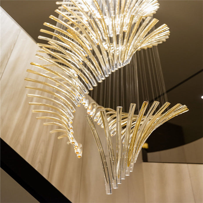 Lámpara de araña de cristal en espiral de estilo europeo para escalera/vestíbulo/hotel/villa