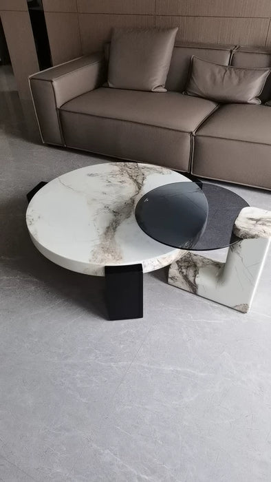 Tavolino da caffè rotondo minimalista in marmo artificiale