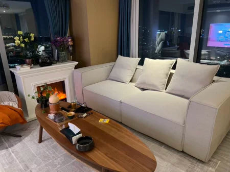 Sofá modular minimalista de tela de pana para apartamento