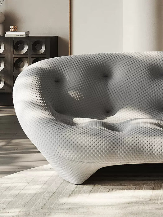 Sofá de 3/4 plazas en forma de concha con material textil 3D