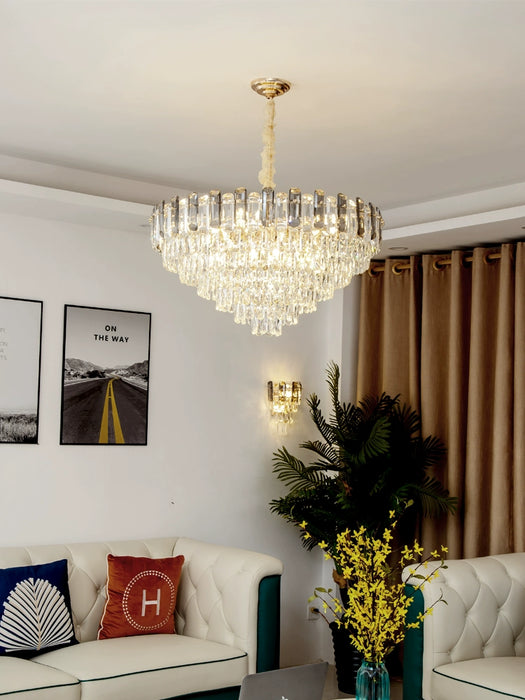 Lámpara de araña de cristal de lujo ligera para sala de estar/dormitorio 