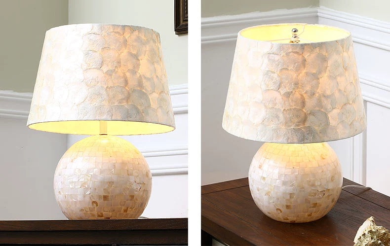 Italian High-end Retro American Fabric/Shell Table Lamp for Bedside/Living Room/Bedroom