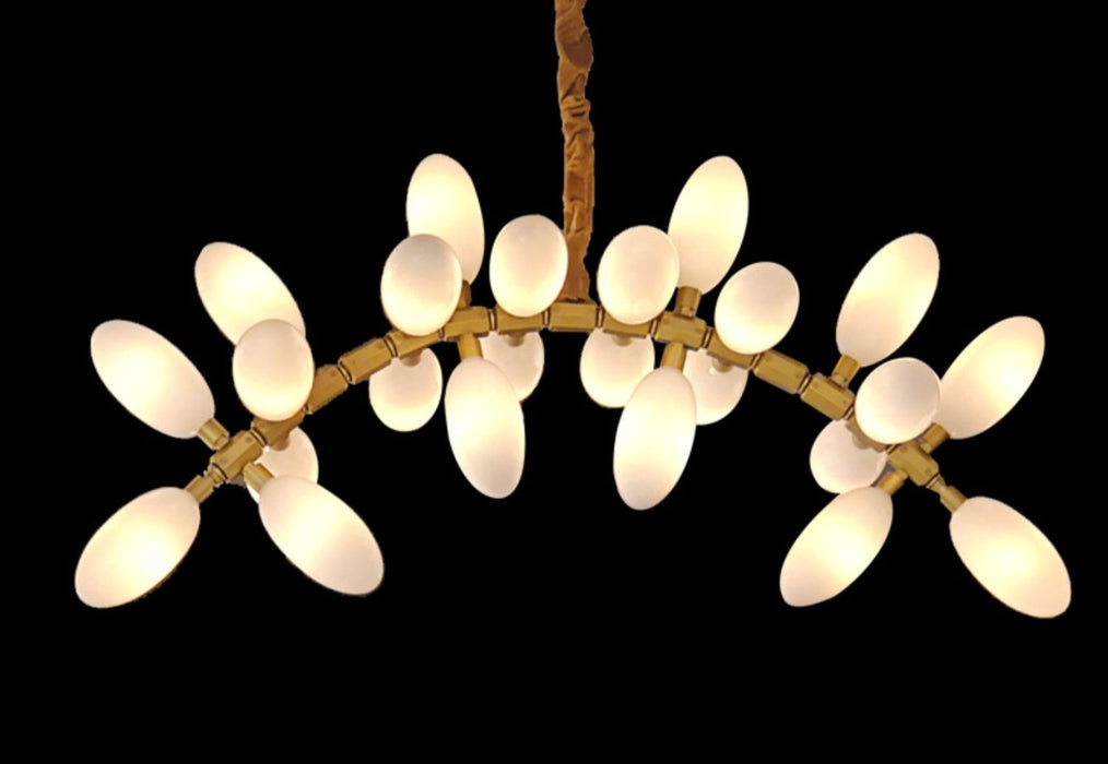 Lámpara de techo de cristal Magnolia alba larga de arte nórdico para escalera/pasillo/luminaria de entrada