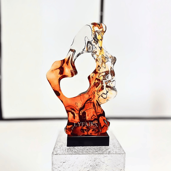 Orange‑Red Gradient Contemporary Abstract Resin Sculptures for Lobby/Entrance/Staircase