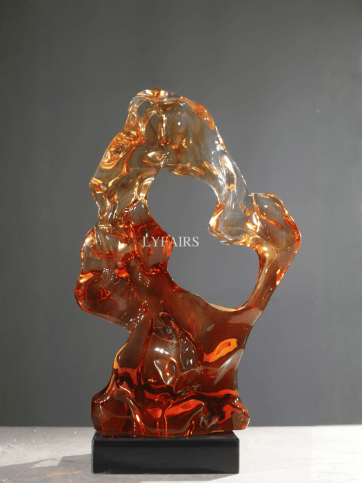 Orange‑Red Gradient Contemporary Abstract Resin Sculptures for Lobby/Entrance/Staircase