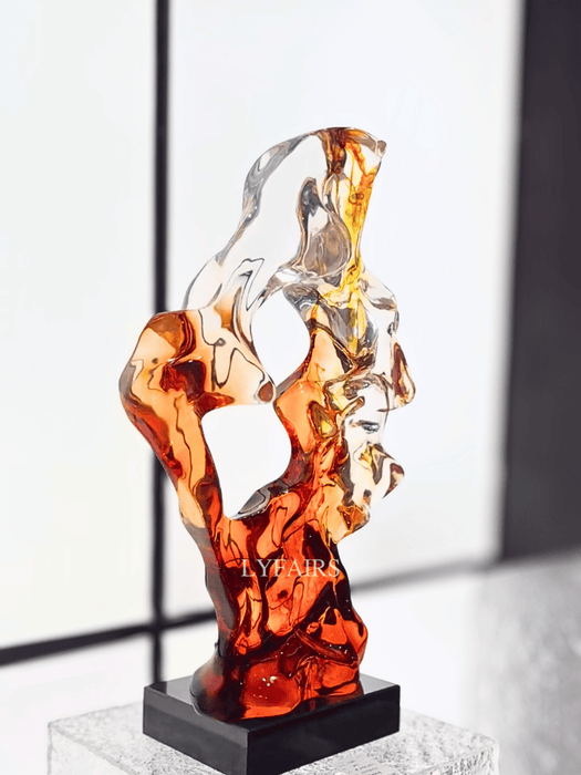 Orange‑Red Gradient Contemporary Abstract Resin Sculptures for Lobby/Entrance/Staircase