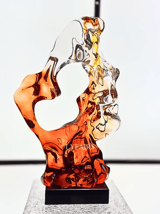 Orange‑Red Gradient Contemporary Abstract Resin Sculptures for Lobby/Entrance/Staircase