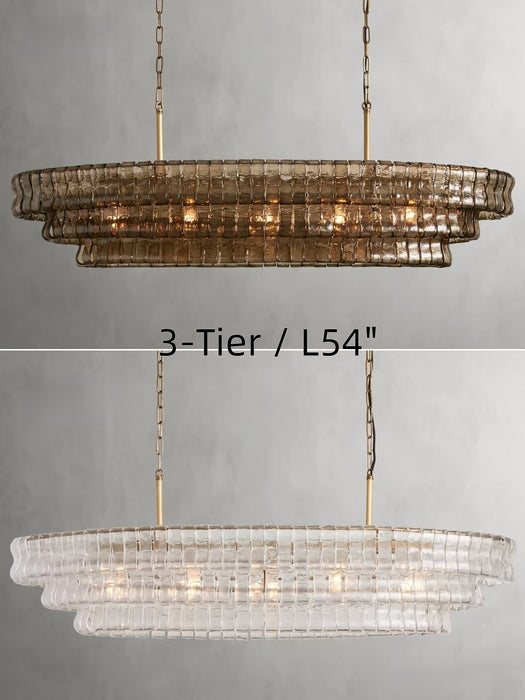 Modern Oval Clear/Smoky Gray Glass Chandelier for Low-ceiling