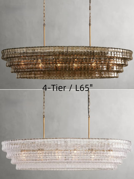 Modern Oval Clear/Smoky Gray Glass Chandelier for Low-ceiling
