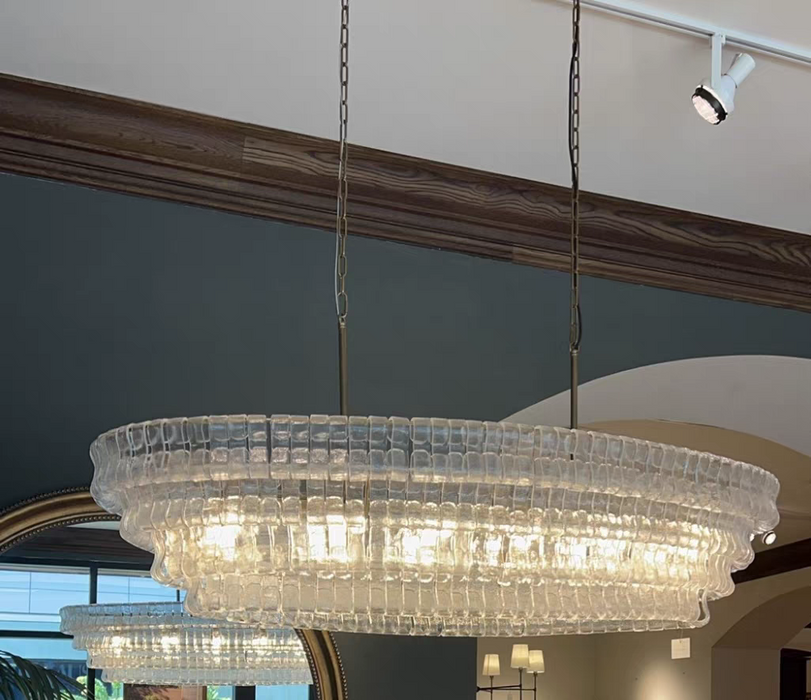Modern Oval Clear/Smoky Gray Glass Chandelier for Low-ceiling