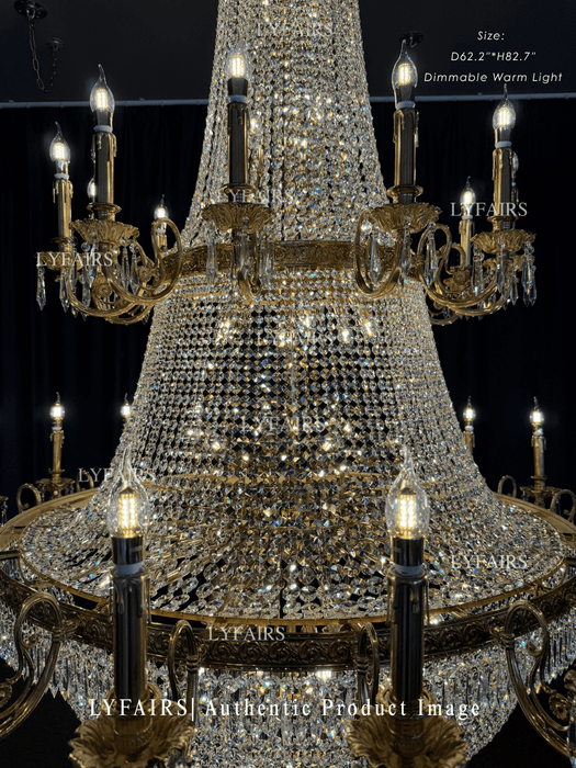 Oversized Luxury Double-layers Golden French Style Crystal Chandelier  for Living/Dinning Room/Foyer/Hallway/Staircase