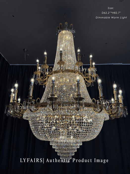 Oversized Luxury Double-layers Golden French Style Crystal Chandelier  for Living/Dinning Room/Foyer/Hallway/Staircase