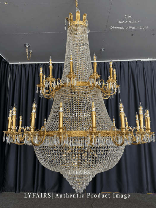 Oversized Luxury Double-layers Golden French Style Crystal Chandelier  for Living/Dinning Room/Foyer/Hallway/Staircase
