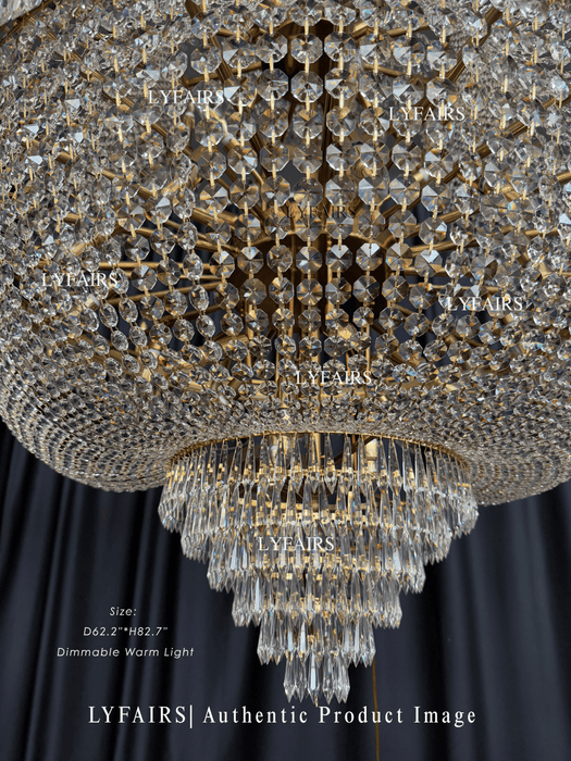 Oversized Luxury Double-layers Golden French Style Crystal Chandelier  for Living/Dinning Room/Foyer/Hallway/Staircase