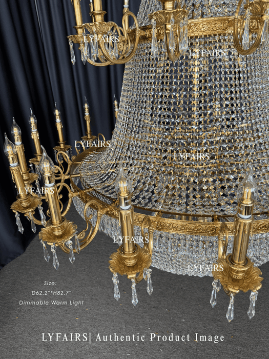 Oversized Luxury Double-layers Golden French Style Crystal Chandelier  for Living/Dinning Room/Foyer/Hallway/Staircase