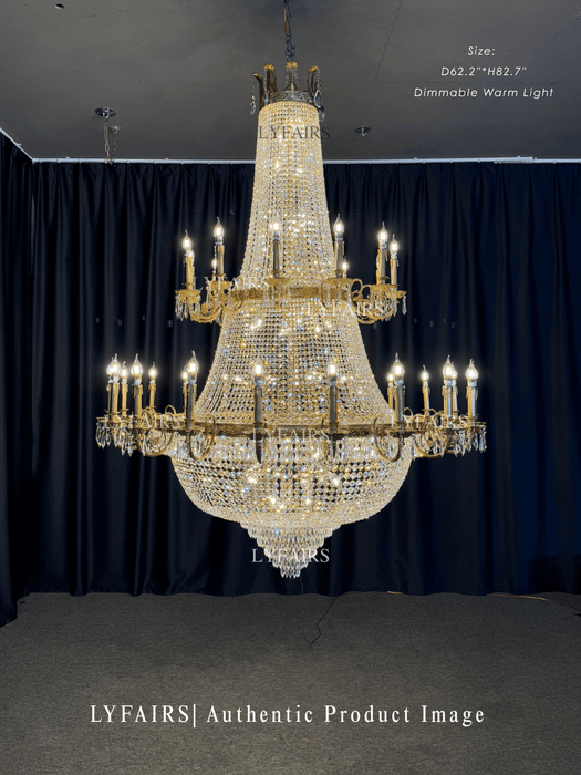 Oversized Luxury Double-layers Golden French Style Crystal Chandelier  for Living/Dinning Room/Foyer/Hallway/Staircase