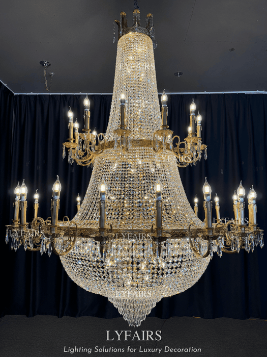 Oversized Luxury Double-layers Golden French Style Crystal Chandelier  for Living/Dinning Room/Foyer/Hallway/Staircase