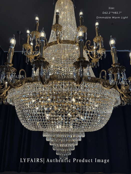 Oversized Luxury Double-layers Golden French Style Crystal Chandelier  for Living/Dinning Room/Foyer/Hallway/Staircase