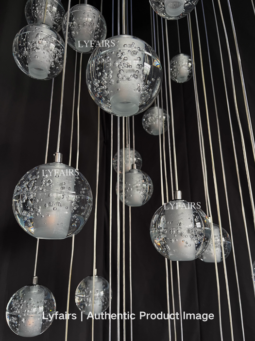 Oversized Nordic Art Round Air Bubbles Pendant Chandelier for Spiral Staircase/Hotel Lobby