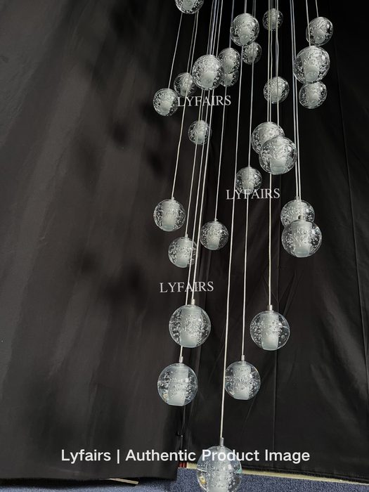 Oversized Nordic Art Round Air Bubbles Pendant Chandelier for Spiral Staircase/Hotel Lobby
