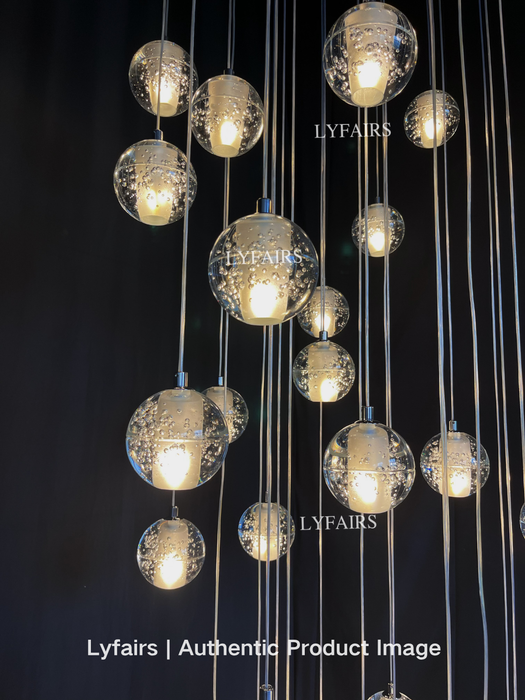 Oversized Nordic Art Round Air Bubbles Pendant Chandelier for Spiral Staircase/Hotel Lobby