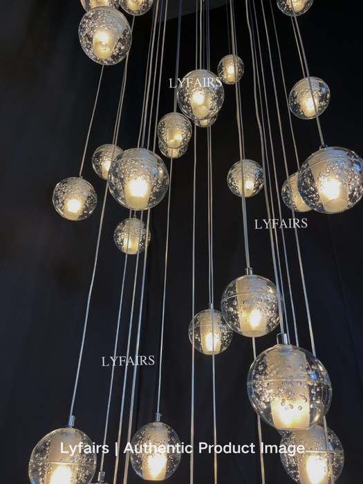 Oversized Nordic Art Round Air Bubbles Pendant Chandelier for Spiral Staircase/Hotel Lobby