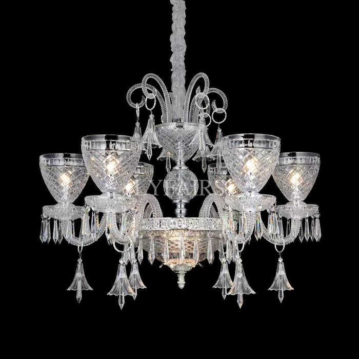 Palace Style Royal Cut 6-Arm Crystal Chandelier