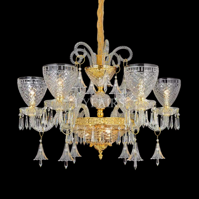 Palace Style Royal Cut 6-Arm Crystal Chandelier