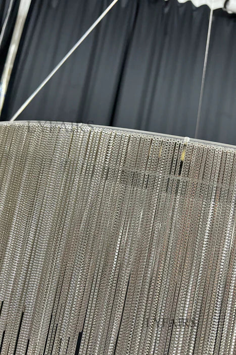 2-Layer Round Aluminum Tassel Chain Chandelier