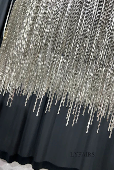 2-Layer Round Aluminum Tassel Chain Chandelier