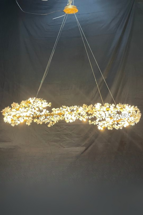 Elegante lampadario a bracci in ottone con foglie di cristallo, lampada a sospensione per soggiorno/camera da letto