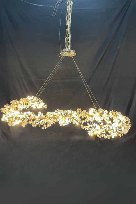 Elegante lampadario a bracci in ottone con foglie di cristallo, lampada a sospensione per soggiorno/camera da letto