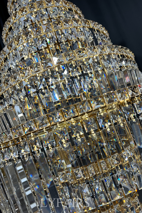 Lampadario di cristallo extra large cromato per plafoniera d'ingresso del soggiorno, scala dell'atrio, in argento