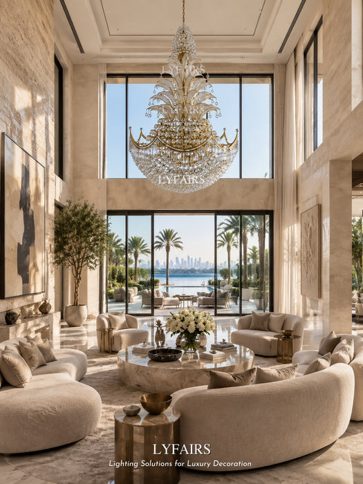 Golden Era Royal Grand Palm Tree Design Crystal Chandelier